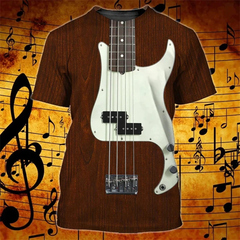 Music Tshirts Guitar Pattern 3d Print T-Shirt Men Women Fashion y2k Tops Kids Boys Tees Male Clothing Rock Tees Streetwear 4XL