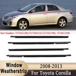 4Pcs Car Window Weatherstrip Front Rear Rubber Trim Seal Belt Sealing Strips for Toyota Corolla 2008-2013 7573012300 7571002210