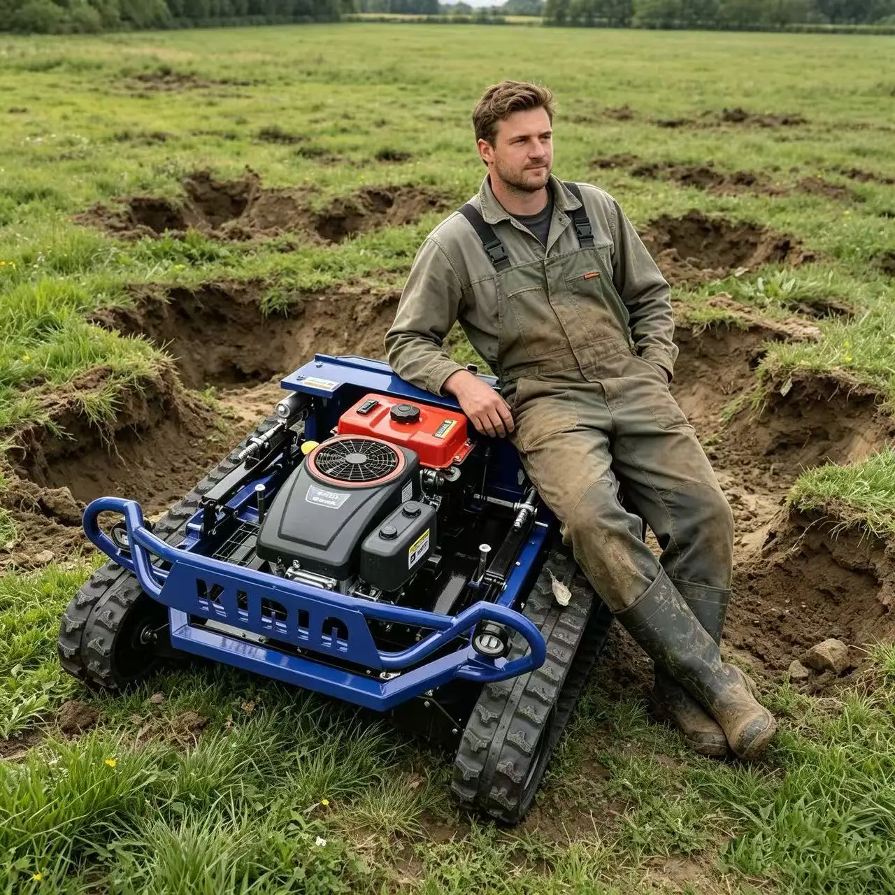

Industrial-grade RC tracked mower, 23HP, 60° slope adaptability, 800mm cutting width, smart remote control lawn mower