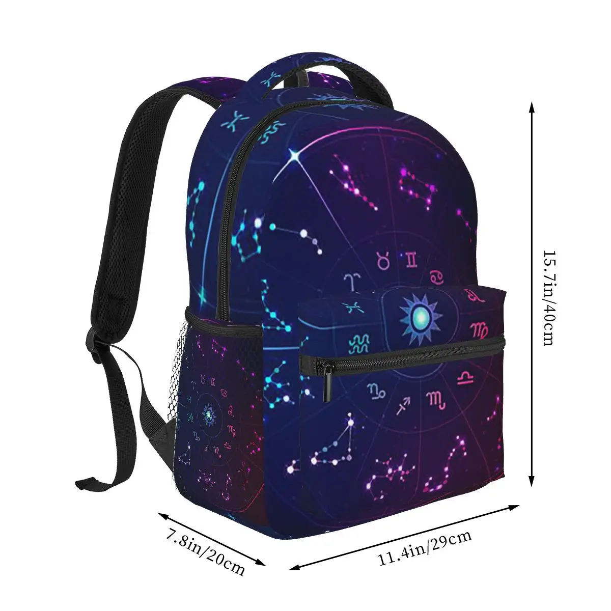 Zodiac Wheel Space Purple Backpacks Boys Girls Bookbag Children School Bags Cartoon Laptop Rucksack Shoulder Bag Large Capacity