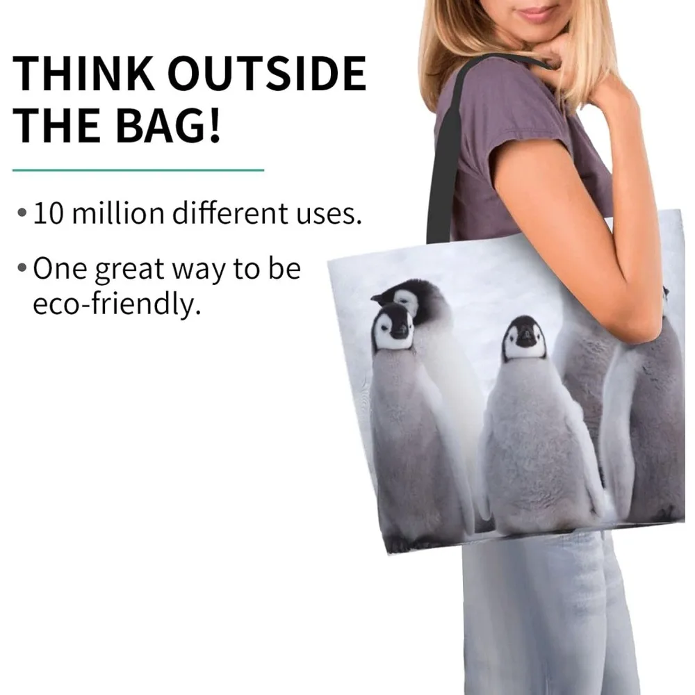 Cute Penguin Tote Bag Large Women Casual Shoulder Bag Handbag Reusable Multipurpose Shopping Grocery Bag for Outdoors