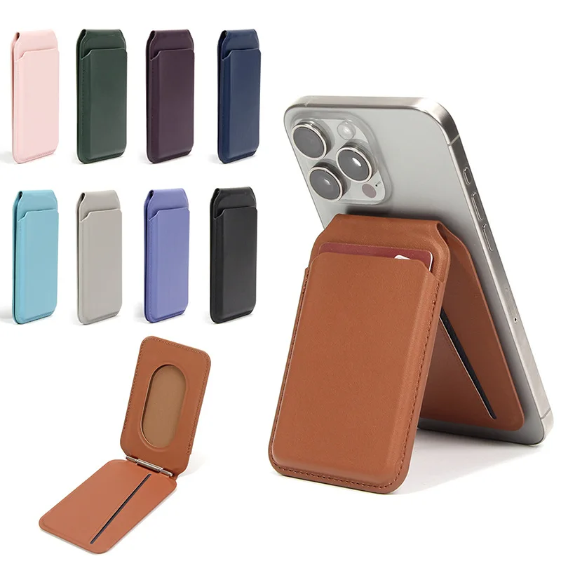 

Держатель магнитной карты MagSafe для IPhone 17, 16, 15, 14, многофункциональная подставка для телефона, аксессуар для телефона из искусственной кожи