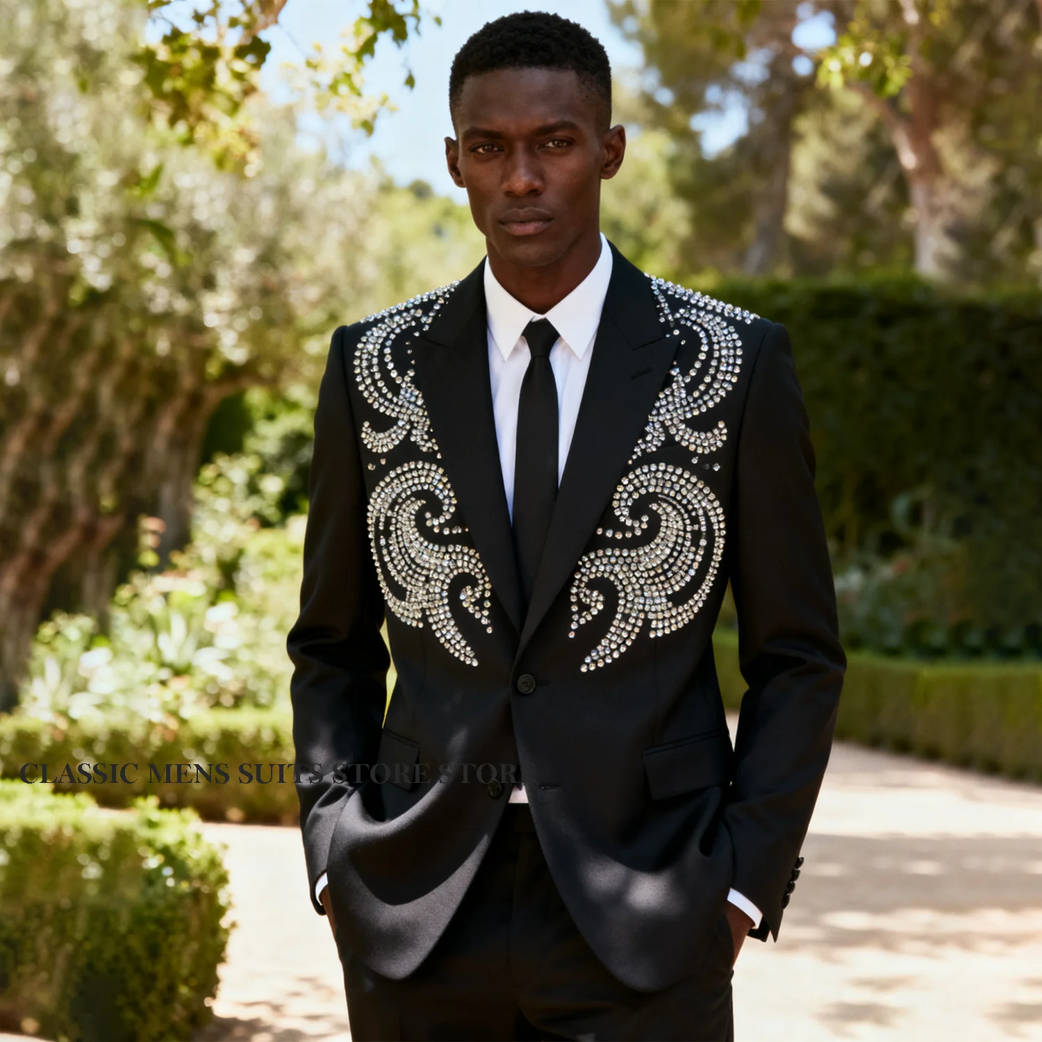 

Изысканные мужские костюмы с металлическими украшениями, комплекты из 2 предметов, пиджак для выпускного вечера, индивидуальный костюм Homme Weddinmg, приталенные смокинги для жениха