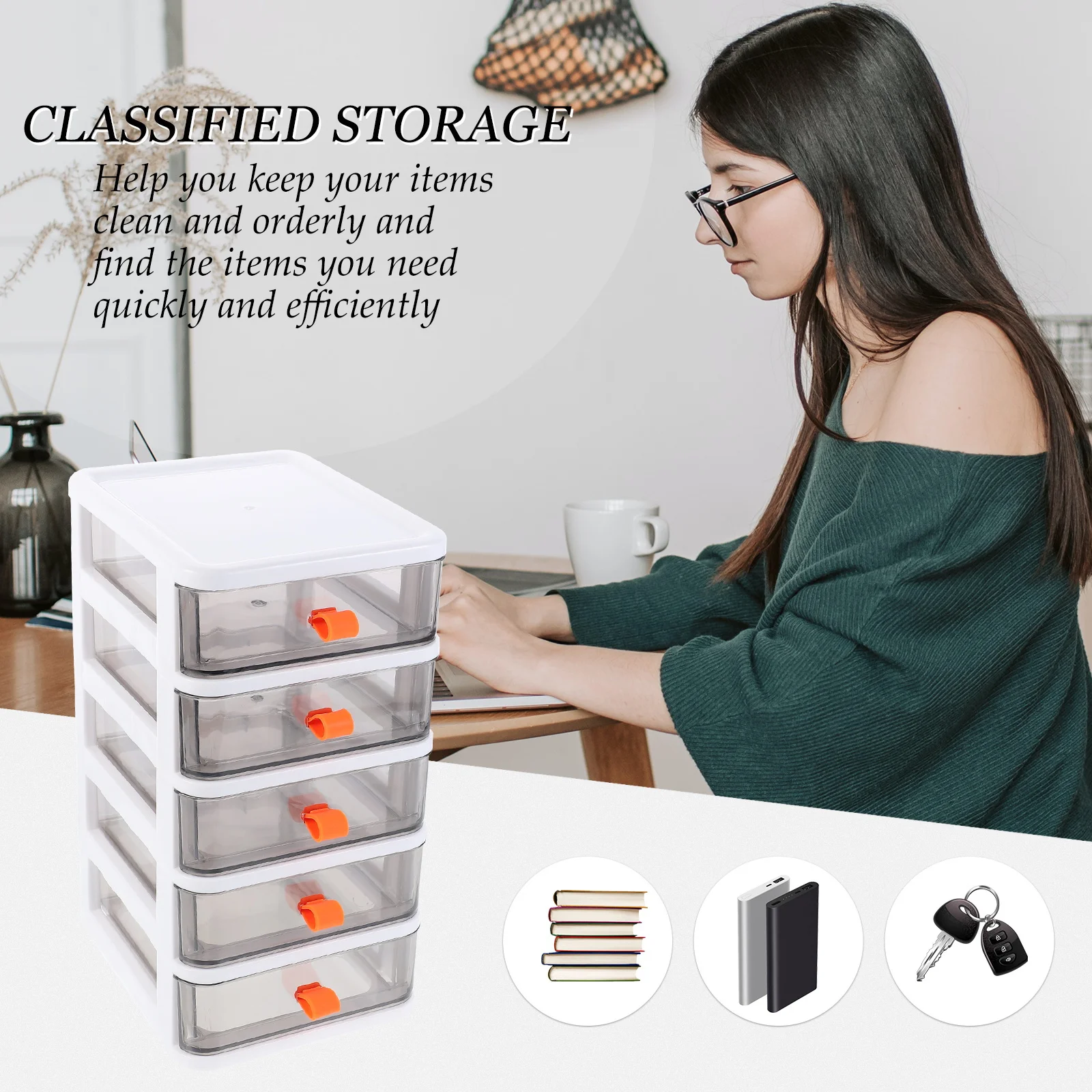1Pcs Multi- Desktop Storage Box Drawer Organizer for Office Study Study Room Jewelry Stationery