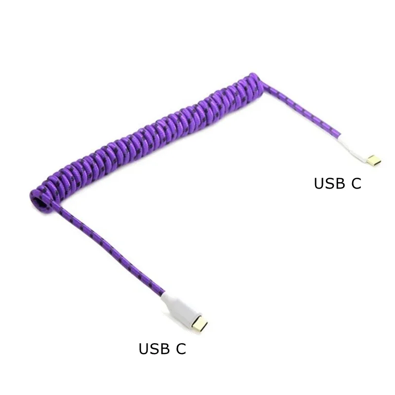 

Спиральный USB-кабель типа C к типу C, растягивающийся пружинный механический кабель для передачи данных клавиатуры, двойной USB-C компьютер к клавиатуре для Macbook Pro