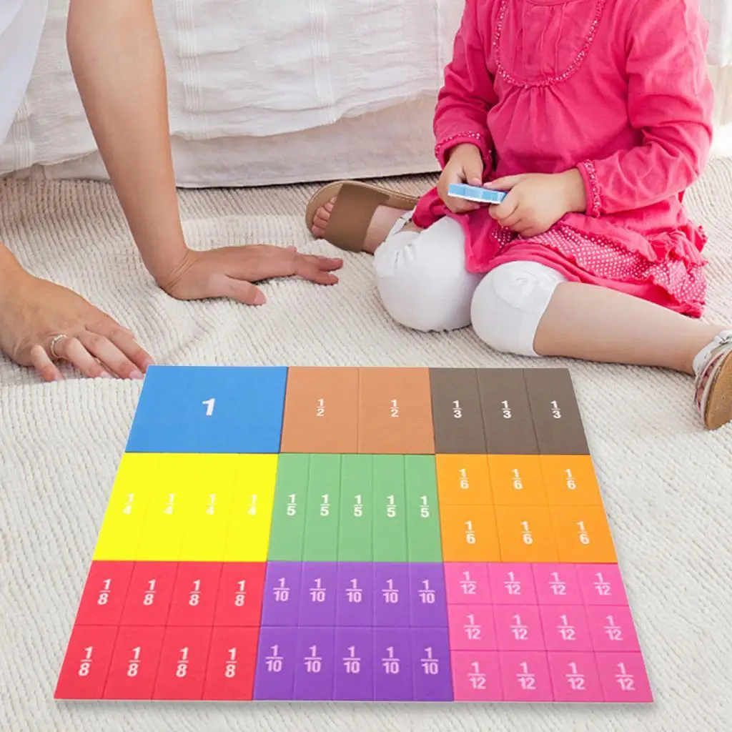 Fraction Tiles 22Pcs,Rainbow Math Manipulatives for Preschool