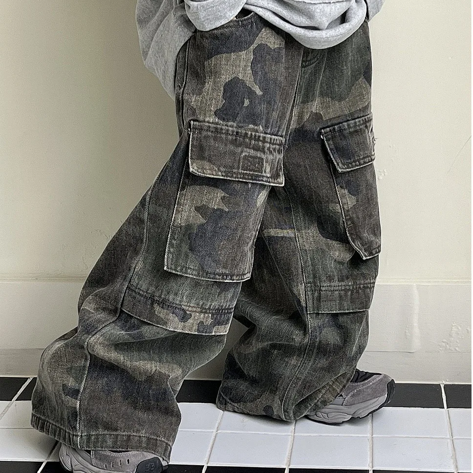 Pantalons de travail camouflage pour garçons, édition coréenne, Style occidental, pantalons décontractés tendance pour enfants de la taille moyenne à grande taille, automne 2025