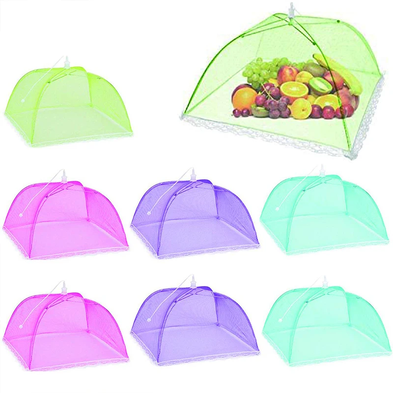 Foldable Food Tent Kitchen Tools Folding Food Cover Mesh Screen Umbrella Anti-mosquito & Fly Outdoor Bbq Picnic Utensils