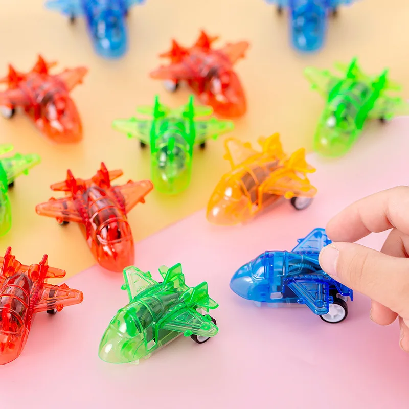 10Pcs Mini Color Transparent Aircraft Model Toy Kids Pull Back AirPlane Toys Inertia Plane Fighter Favors Toy Children\'s Gifts