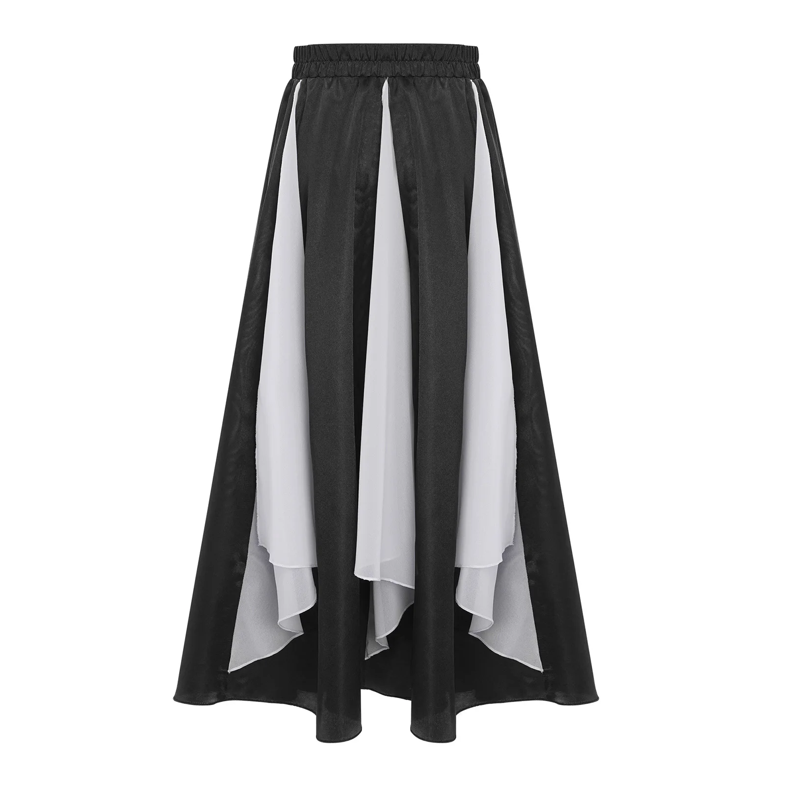 กระโปรงเต้นรำสำหรับเด็กผู้หญิง กระโปรงสำหรับการแสดงบนเวทีงานพิธีกรรมทางศาสนา กระโปรงผ้าชีฟองแต่งระบายกว้าง กระโปรงผ้าซาติน