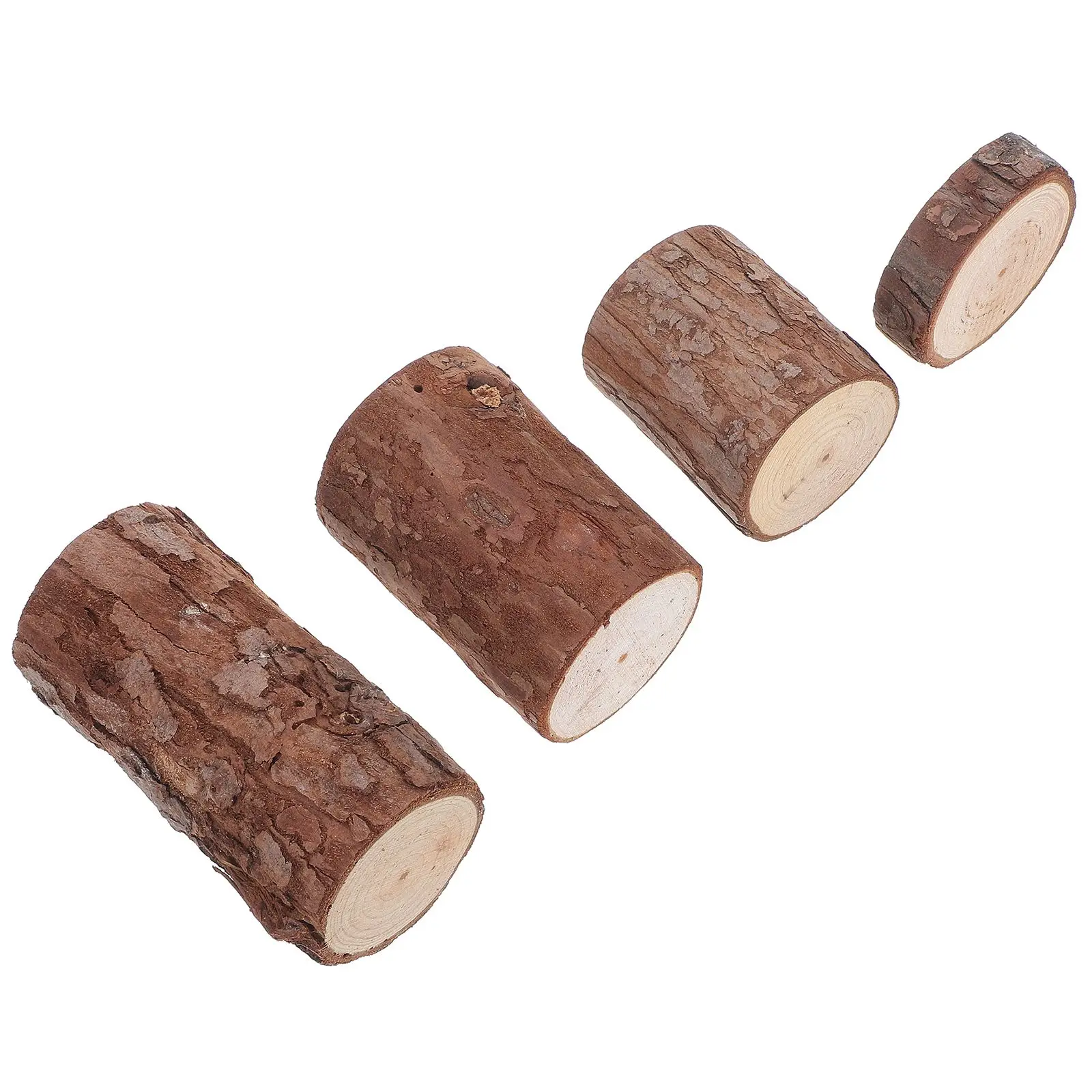 

4 Pcs Cage Logs Natural Wood Platform Tree Stump Decor Habitat Small Pet House Small Pet Accessories Garden nament