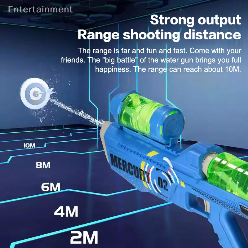 1/5 Set Mainan Bermain Air Luar Ruangan untuk Anak Mercury M2 Mainan Pistol Air Manual Genggam Air Otomatis Penuh Permainan Hiburan