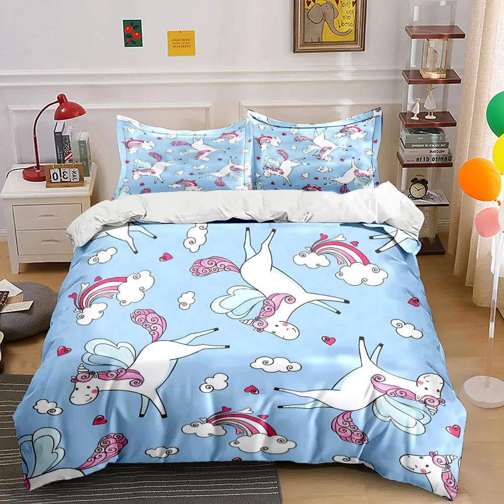 Painting of a winged unicorn Print Bedding Set 1 Duvet Cover 2 Pillowcases for Adult and Children Luxury Gift Full Size