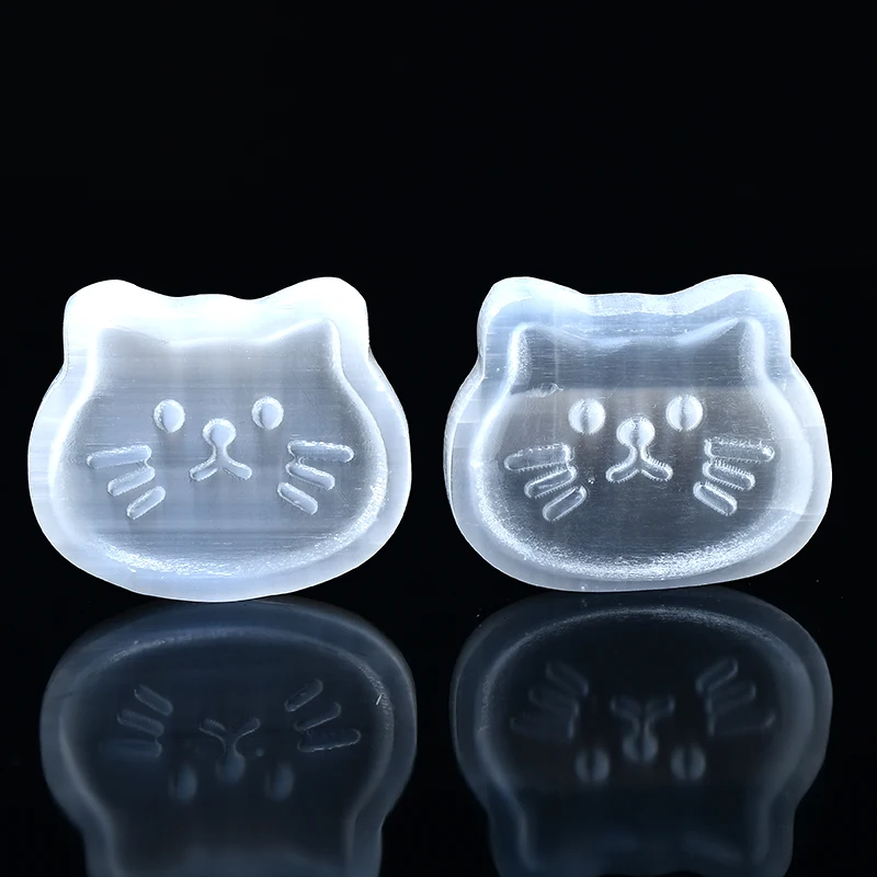 1PC Cat Shape Sculpture Natural White Selenite Crystal Bowls Divination Decoration Energy Bedroom Decor Healthy Small Ashtray