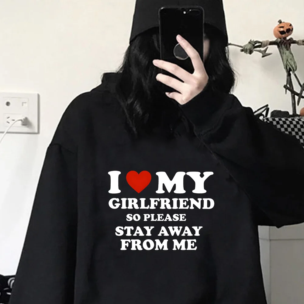 Ich liebe meinen Freund, ich liebe meine Freundin, Kapuzenpullover, Anime-Anime-Pullover, bedrucktes Design, Teenager-Sweatshirts, Comic-Muster, Freizeitkleidung