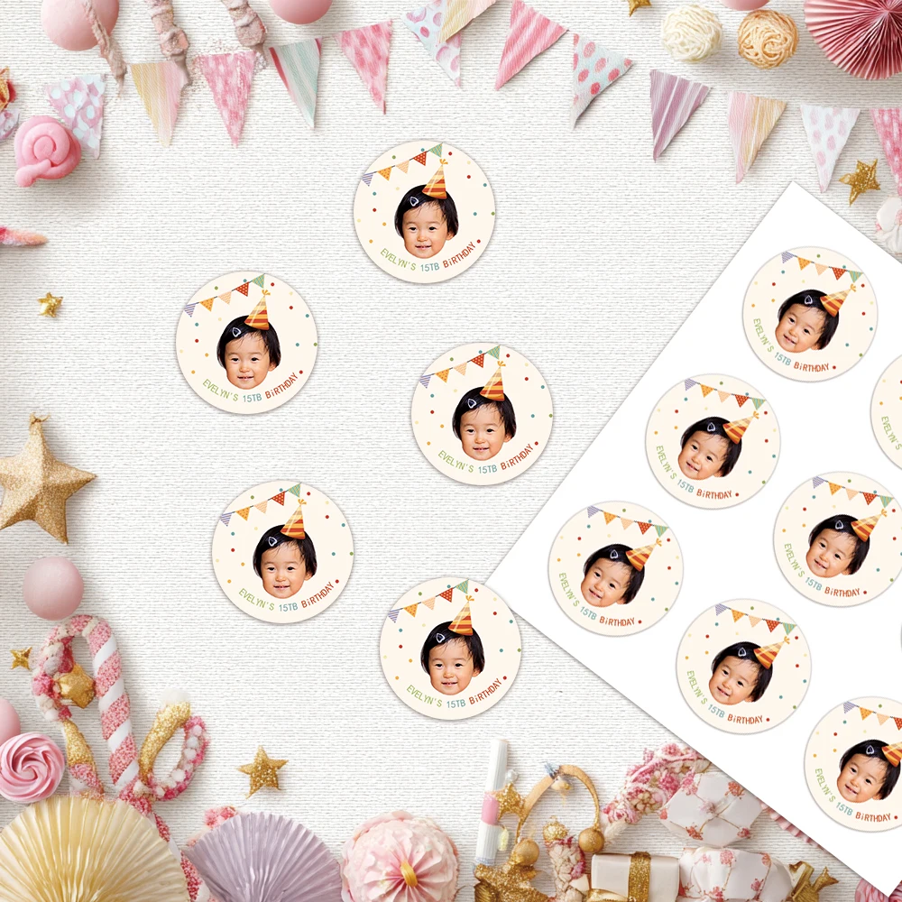 Customized birthday portrait cute gift stickers, children's birthday party candies and gifts DIY decoration sealing stickers