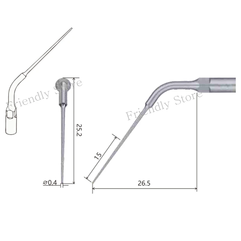 Pointe de Détartreur Ultrasonique E4, Embout Endodontique Dentaire pour EMS/Calcul, Pièce à Main pour Enlever le Remplissage et les Matériaux Étrangers