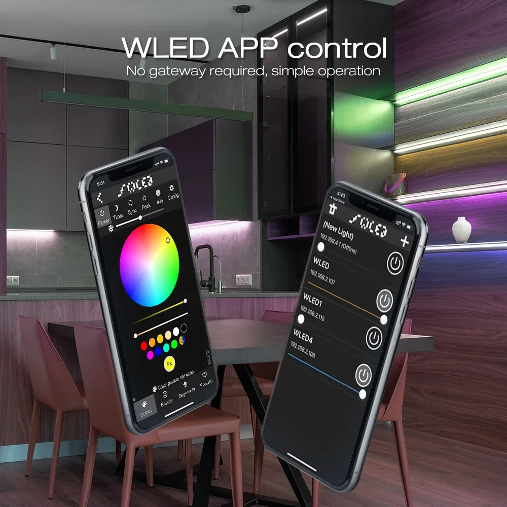 GL-MC-001WL/002WL Мини-светодиодный контроллер WLED ESP32 DC5V/12-24V с микрофоном, режим музыкального звука для SK6812 WS2811 WS2812b RGB светодиодная лента
