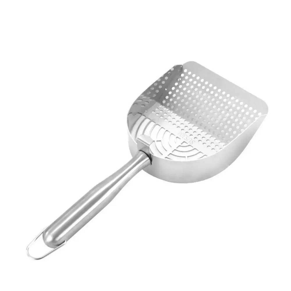 Stainless Steel Cat Waste Shovel Portable Anti-Break Pet Litter Shovel Hollow Sieve Long Handle Cats Toilet Cleaning Shovel