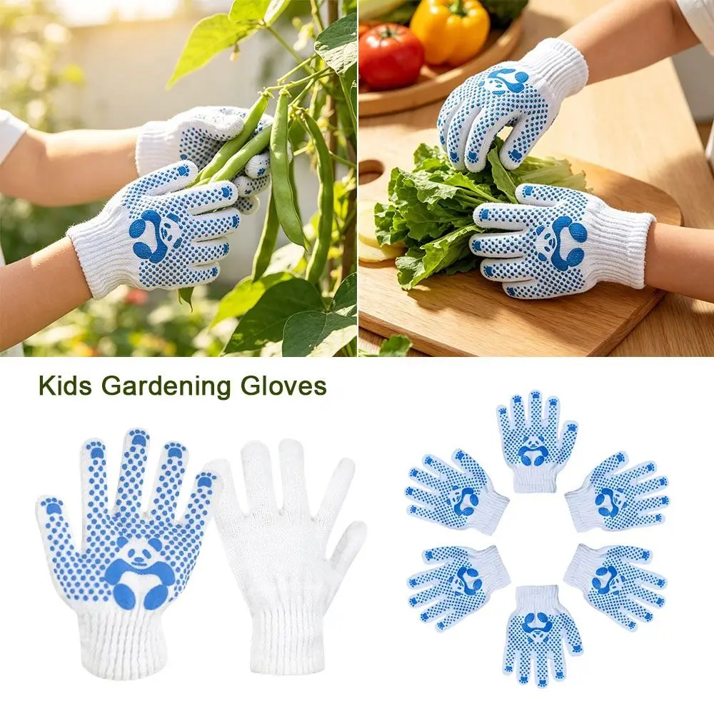 1/2/4Pairs Polyester Cotton Kids Gardening Gloves Anti Skid Animal Pattern Children Work Gloves No Odor Breathable