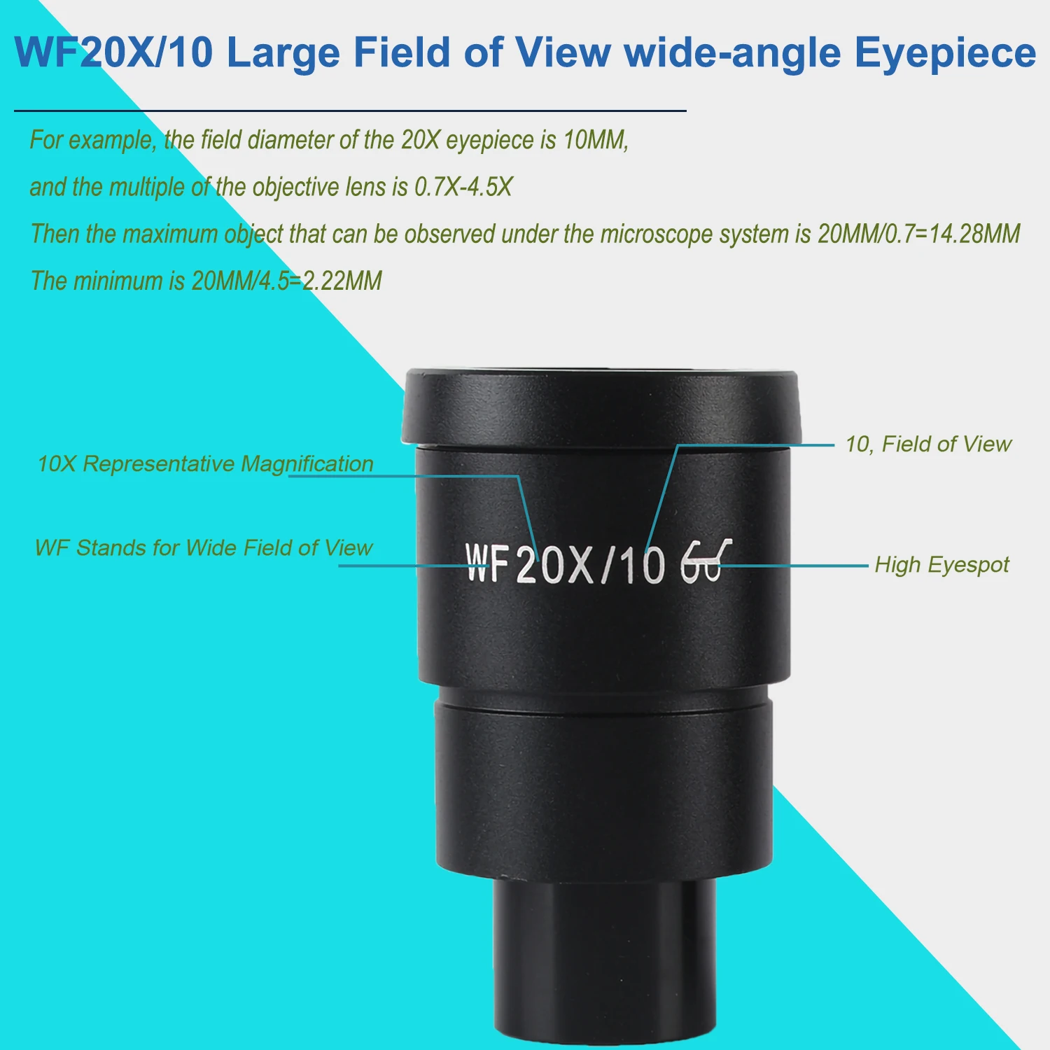 KOPPACE WF20X/10 High Eyespots Wide-Field Microscope Eyepiece Mount Interface 30mm