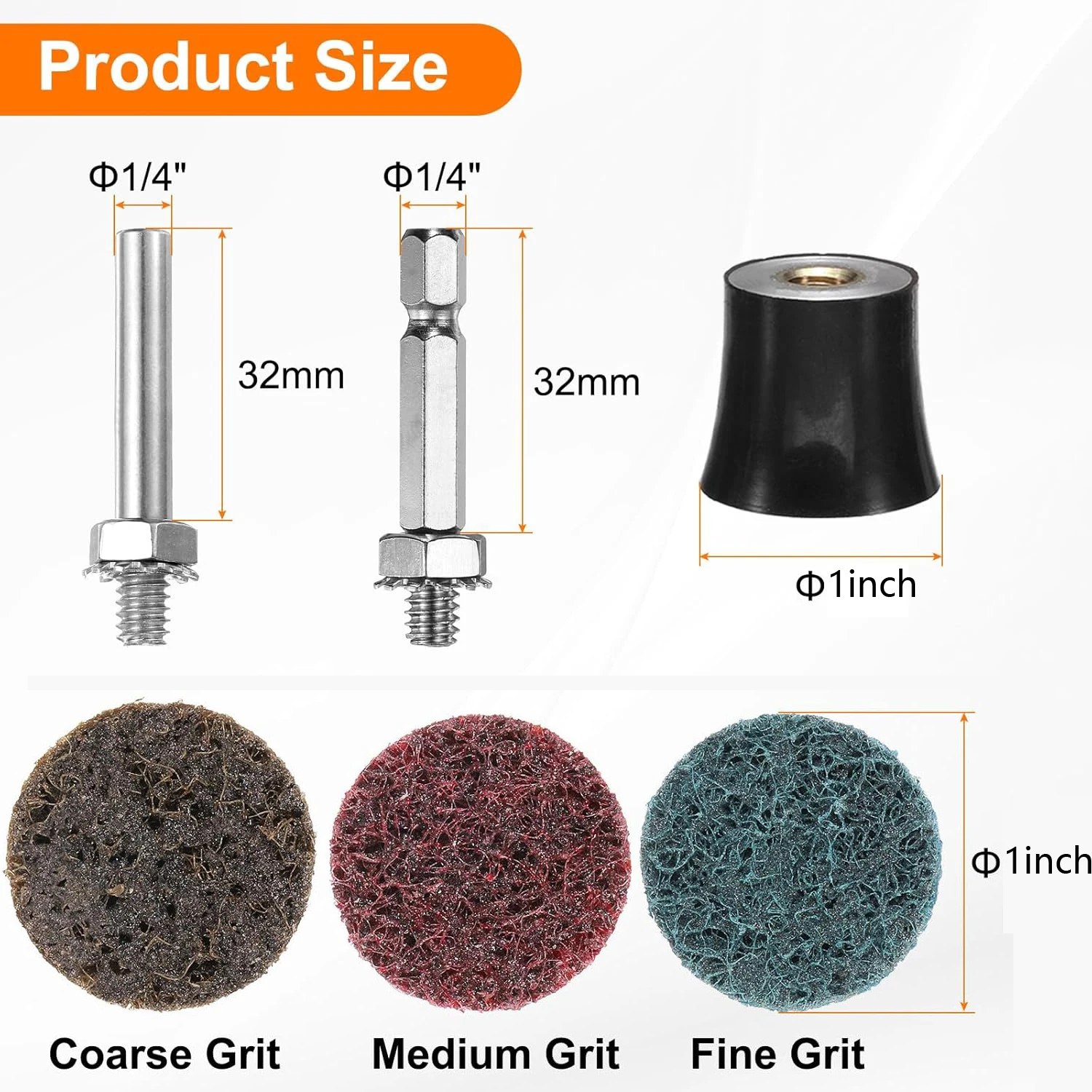 

1 дюйм, 25 мм, абразивный диск, шлифовальный диск, 27 шт., с держателем дисковой подушечки 6,35 мм, рулонный замок, нетканый диск для шлифования