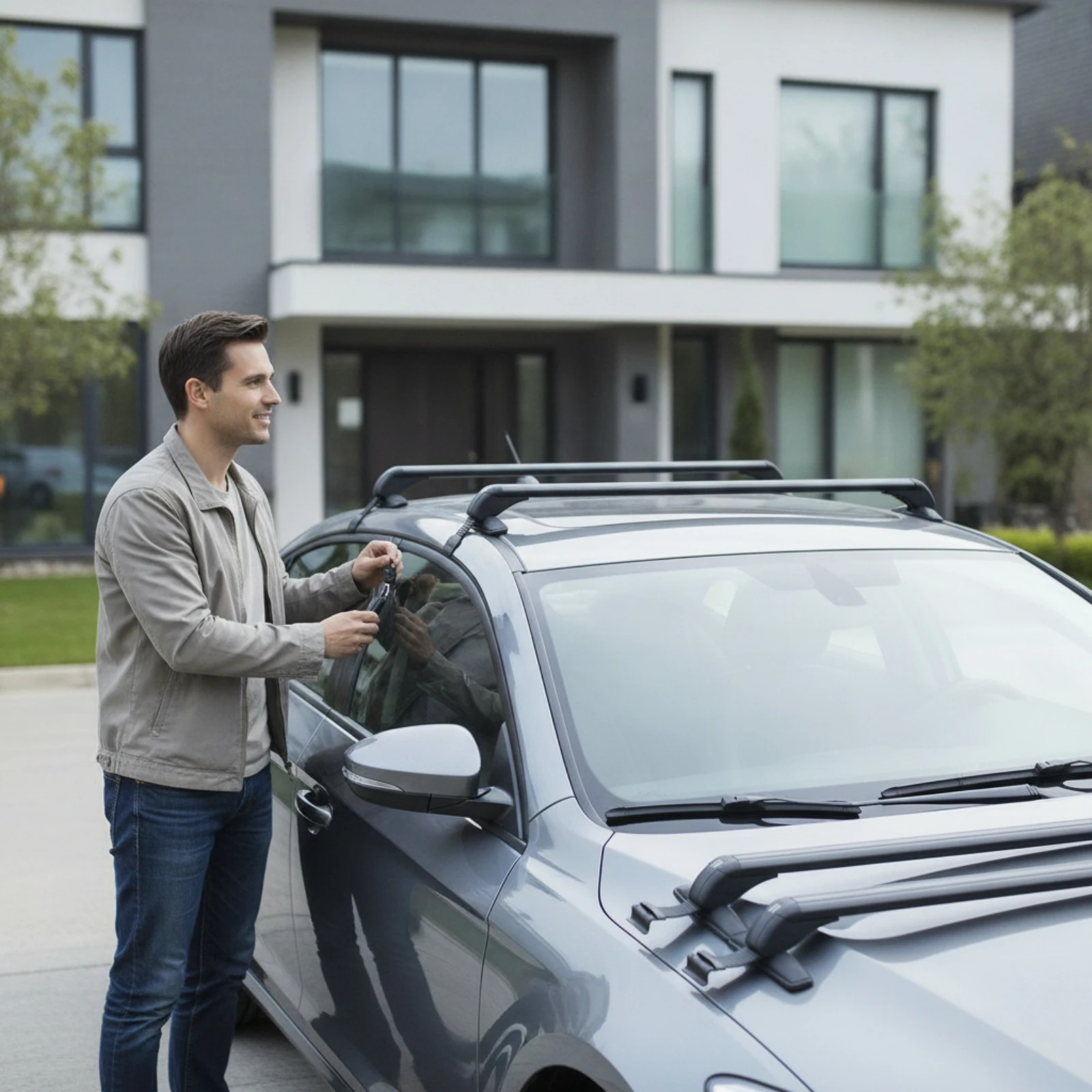 Roof Rack Crossbars Anti-Theft Car Roof Rack Cross Crossbars Car Top Crossbars Slim-Profile Long-Lasting for Travelers