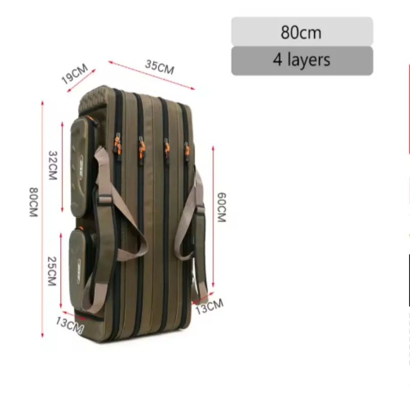 Bolsa de playa de pesca multicapa, bolsa multifuncional para equipo de pesca al aire libre, bolso de caña de pescar grueso portátil de gran capacidad