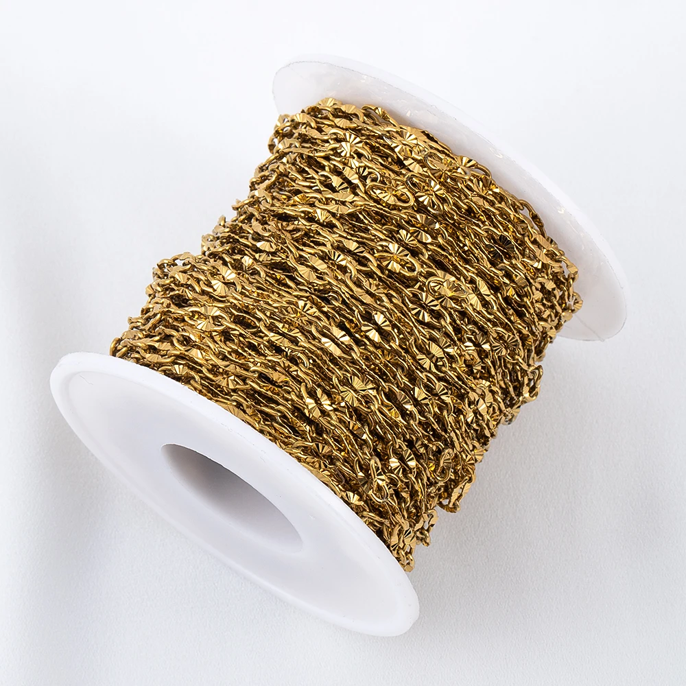 2Meters Stainless Steel Radial Line Metal Sunflower Chain Beads Bulk Chain Jewelry Making DIY Necklace Bracelet Supplies No Fade