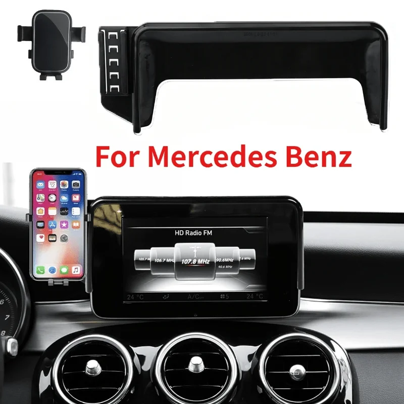 Auto-Handyhalterung für Mercedes-Benz C-Klasse W205 2015-2018/GLC X253 2016-2019, Bildschirm-Armaturenbrett-Halterung, Handy-Ständer