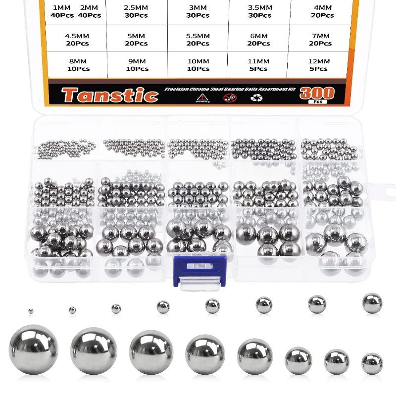330Pcs 16 Size Metric Precision Steel Bearing Steel Ball Assortment 1mm-12mm Mixing Balls Assortment Kit