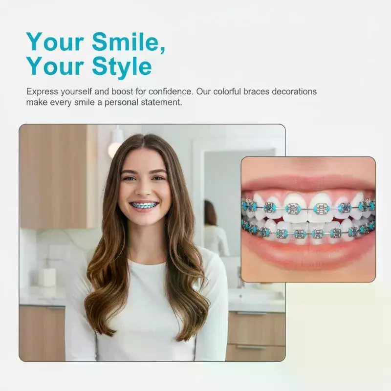 Fashion Braces 1 Pair Colorful Temporary Tooth Decoration With Metal Wires Metal Bracket Ties