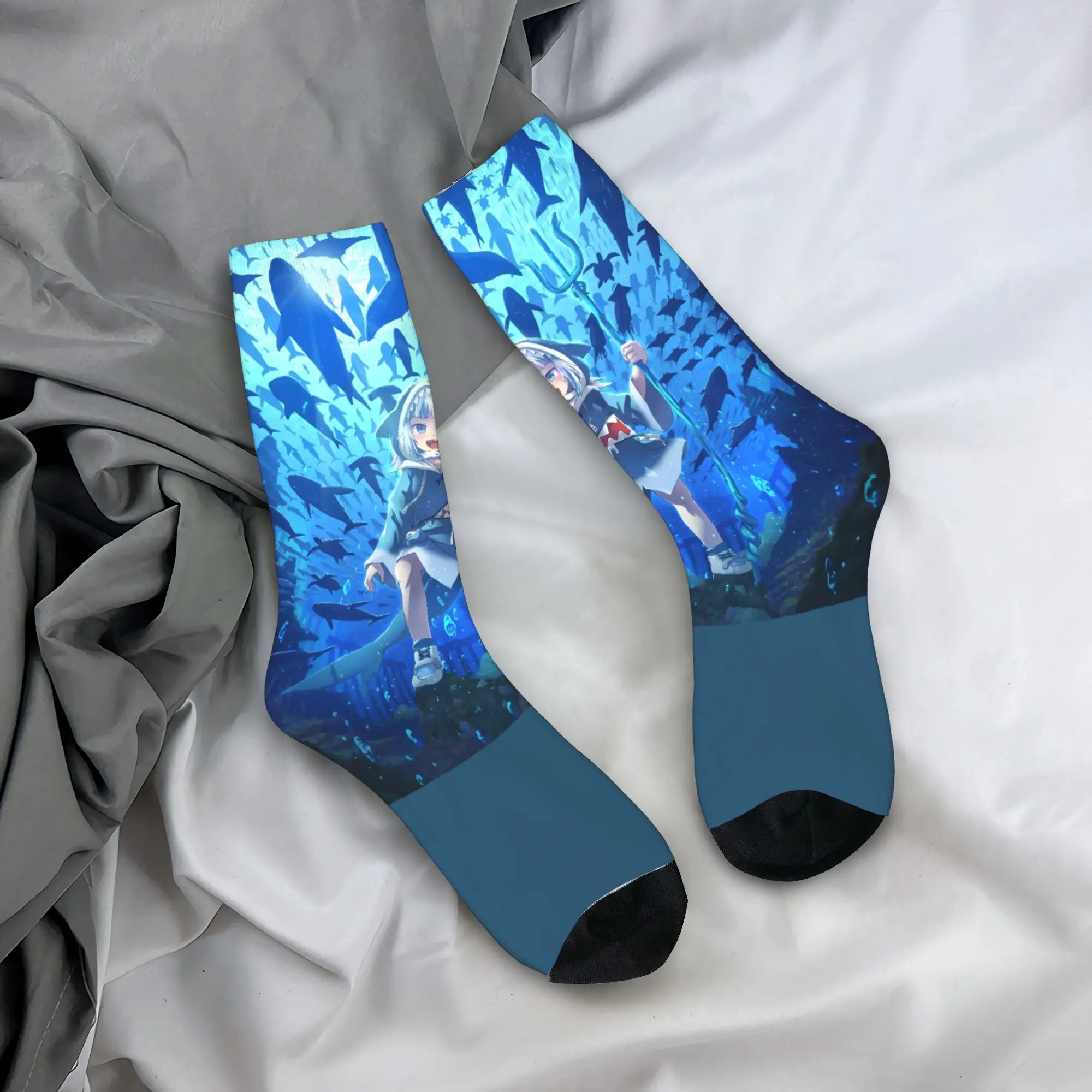 

Носки для пар Gawr Gura Kimono Saba Sameko, чулки, зимние модные дышащие носки, нескользящие носки для скейтборда на заказ