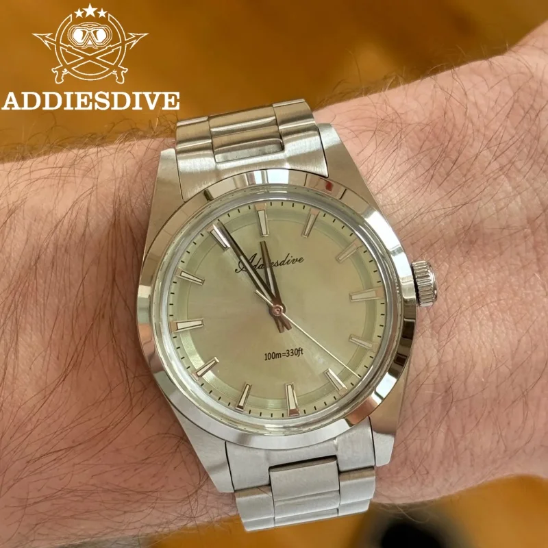 ADDIESDIVE Hot Sale AD2066 Watch For Men 100m Waterproof 316L Stainless Steel BGW9 Super Luminous VH31 Quartz Watch Reloj Hombre