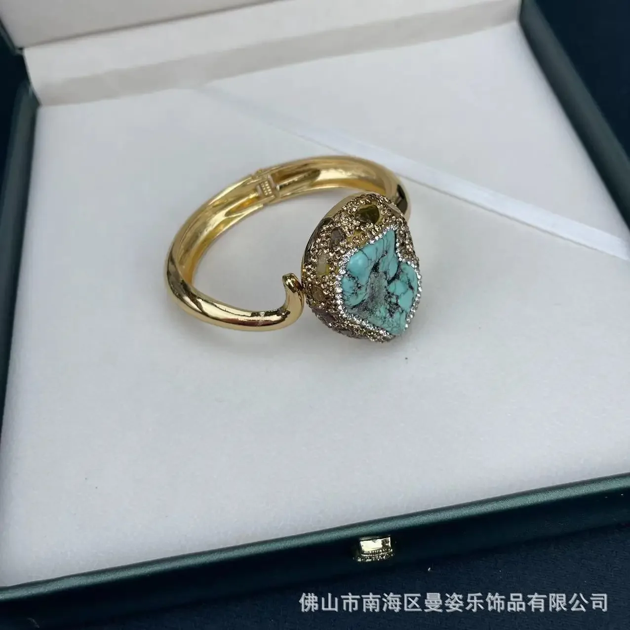 New turquoise inlaid tourmaline color treasure four-piece set, retro new Chinese design jewelry factory direct wholesale