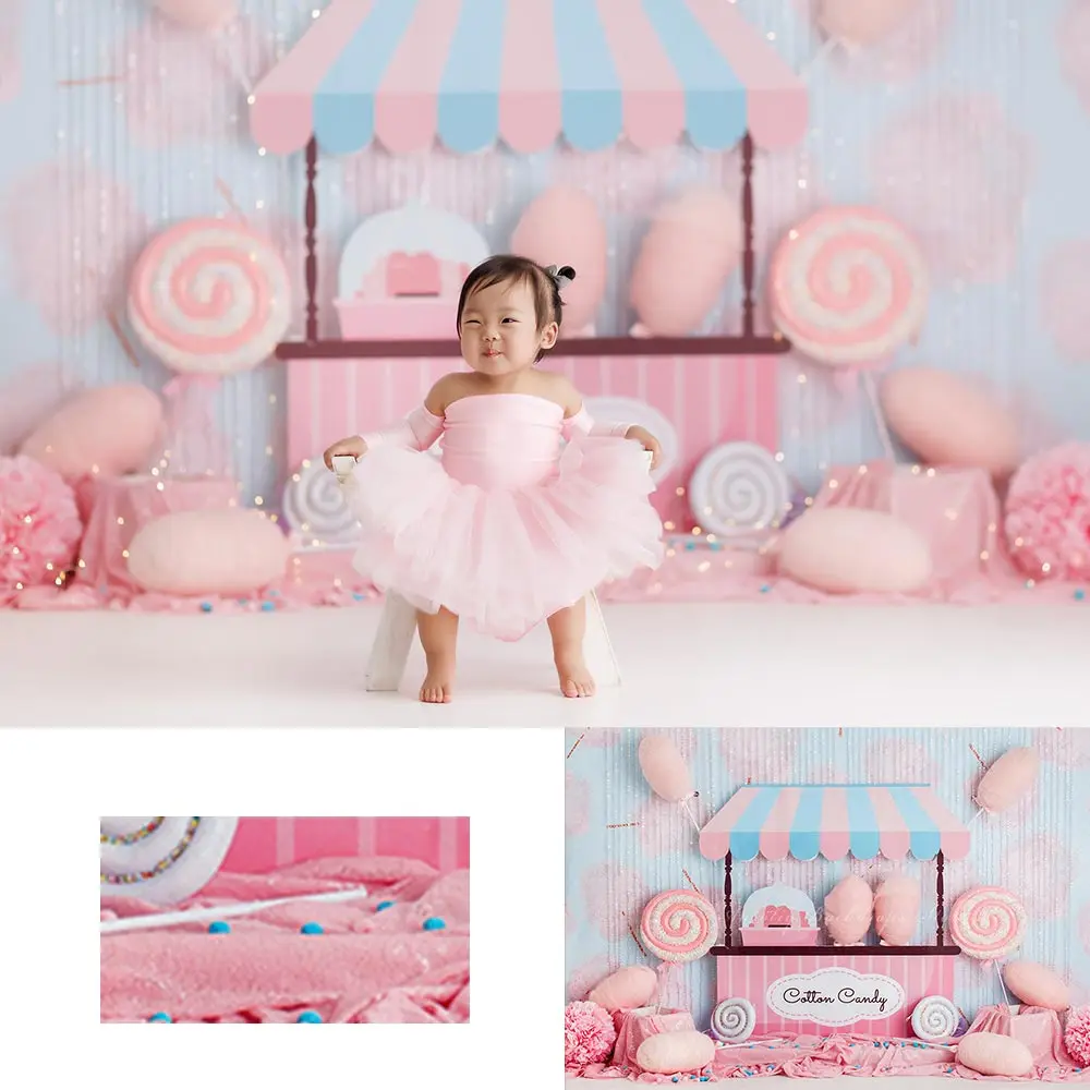 

Sweet Cotton Treat Backdrop Kids Baby Birthday Cake Smash Photography Props Candy Shop Child Girls Adult Studio Backgrounds