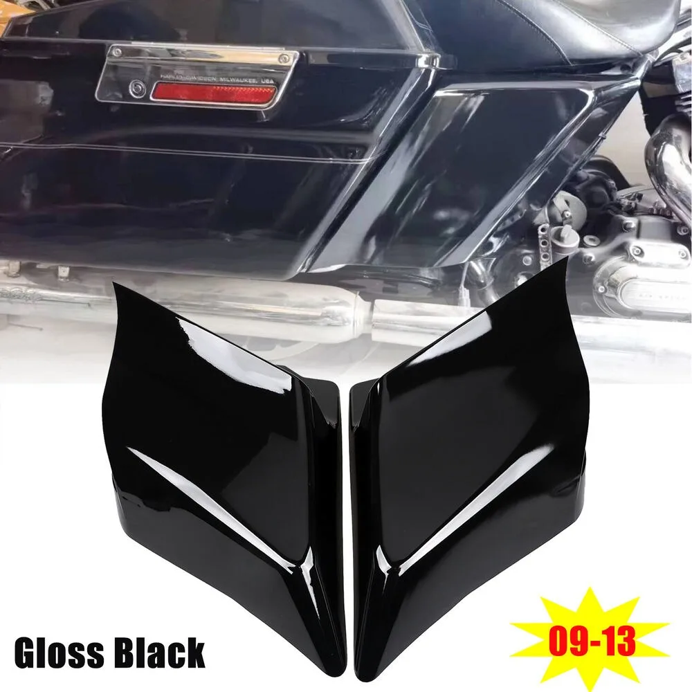 Vivid Black ABS Extended Stretched Side Frame Covers For Harley Touring Baggers 2009-2013