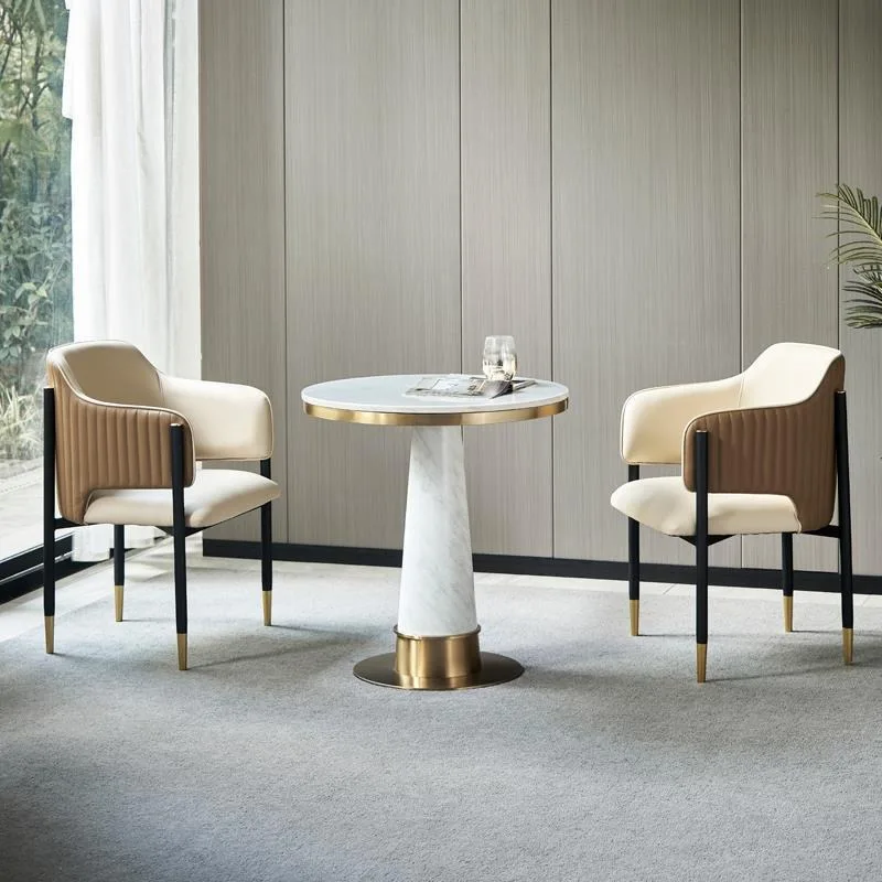 

Leisure Negotiation Chair Sales Office Marble Round Table Hotel Lobby Reception Negotiation Table and Chair Combination