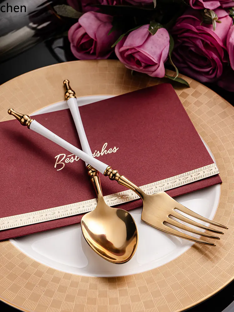 H1 steak stainless steel western dinner plate, knife, and fork set - premium two-piece set for home use