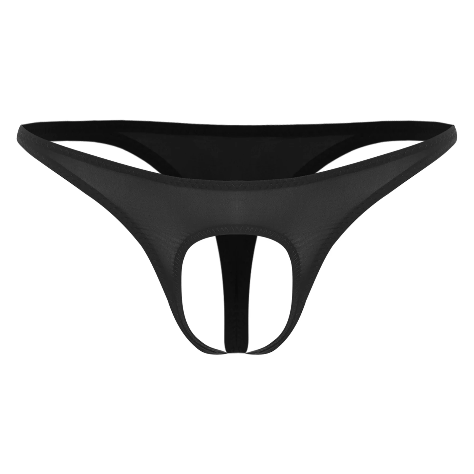 Men Sexy Thong Open Front Hole Hollow Out Panties Lingerie Underwear Pouch Butt Flaunting Fun Ring Supporter Jockstraps G-string