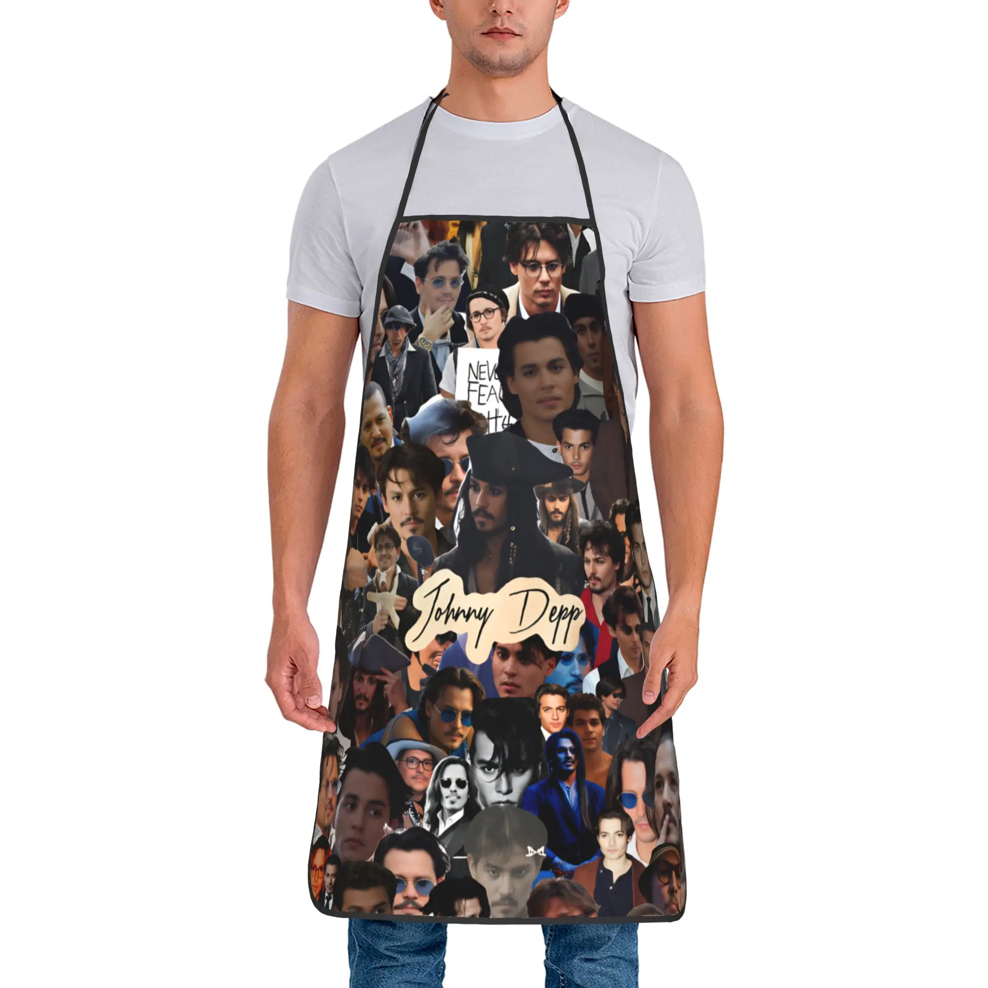 Johnny Depp Collage Apron  Cute Cleaning Kitchen Accessories Restraunt Adult Aprons without Pocket