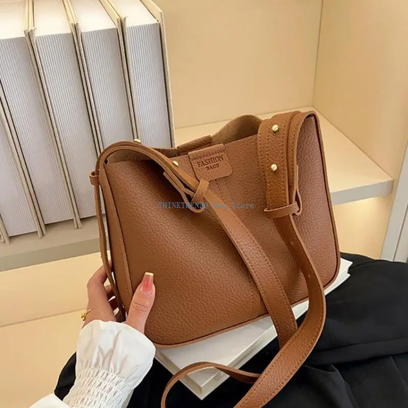340D Women Bag PU Leather Shoulder Bag Large Capacity Bucket Bag for Work