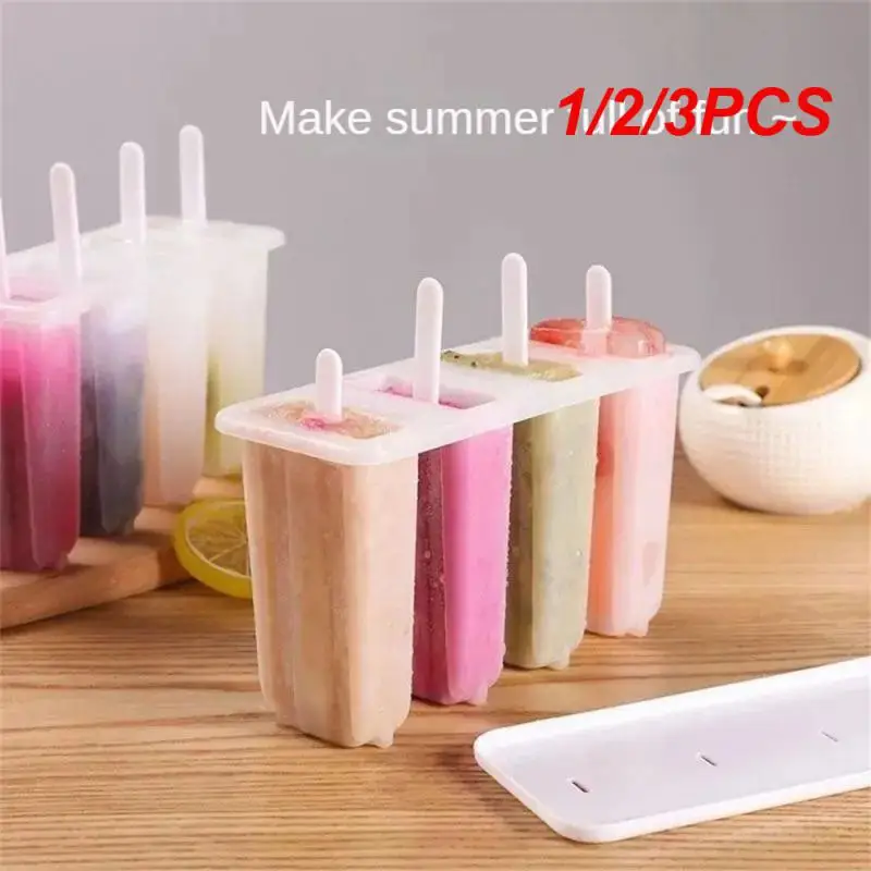 1/2/3PCS Ice Cream Molds 4 Popsicle Molds Set Popsicle Ice Tray Ice Cream Reusable with Stick Cover ice mold Kitchen