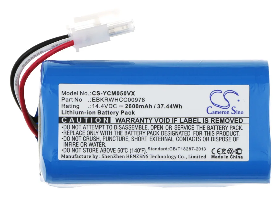 2600mAh/3400mAh Vacuum Cleaner Battery for EBKRBKDL001039 for Yujin Robot iClebo Smart YCR-M04-1, iClebo smart YCR-M05-10