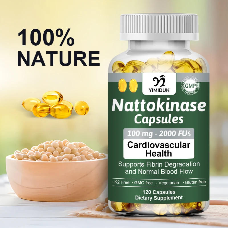 Nattokinase Supplement, 120 Veggie Capsules | Traditional Natto Extract Source – Max Strength Enzyme & Heart Health Support