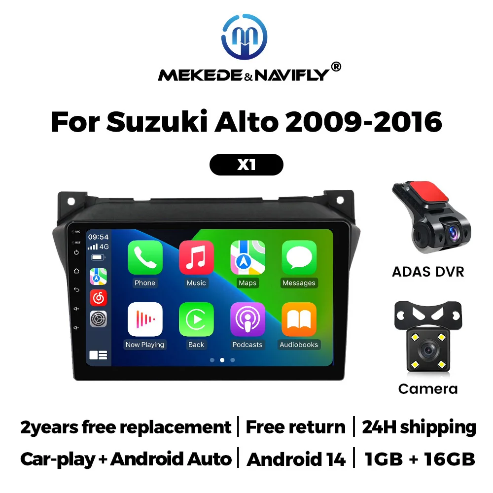 أندرويد 14 راديو السيارة اللاسلكية CarPlay السيارات الوسائط المتعددة مشغل فيديو لسوزوكي ألتو 2009-2016 FM/AM USB واي فاي بلوتوث ستيريو لتحديد المواقع #1