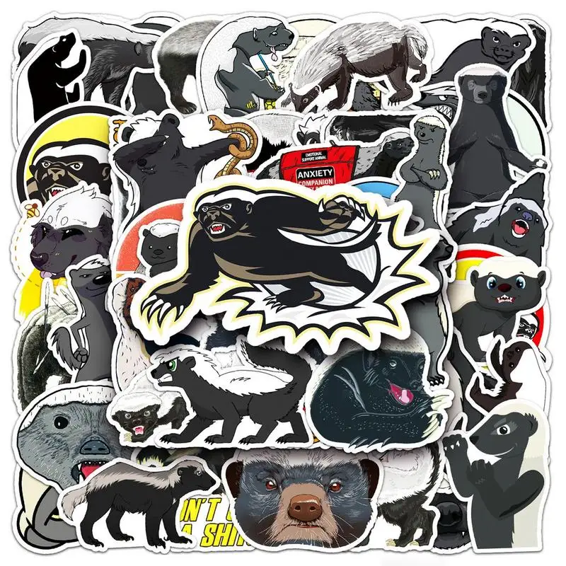 Honey Badger Sticker 50Pcs Cute Honey Badger Stickers For Kids Cartoon Animal Stickers Cute Laptop Phone Skateboard Stickers