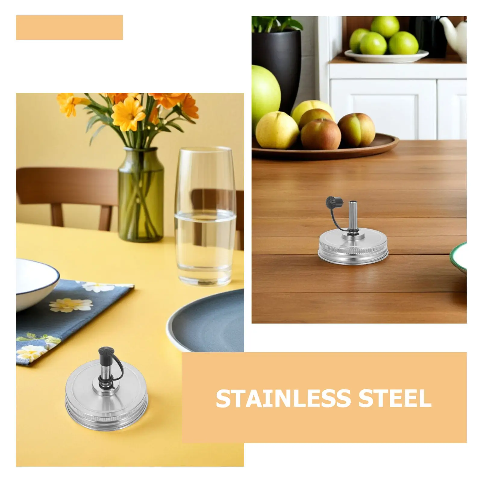 4Pcs Stainless Steel Jar Pour Spout Lid for 2.8 Inch Jars Oil Cruet Pour Spouts Olive Oil Vinegar Dispenser Lids