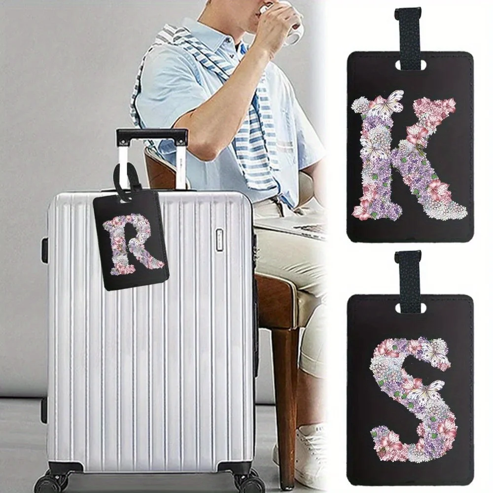 

Бирка для багажа из ПУ, идентификатор для чемодана, защитный чехол для посадочного талона, с узором из роз