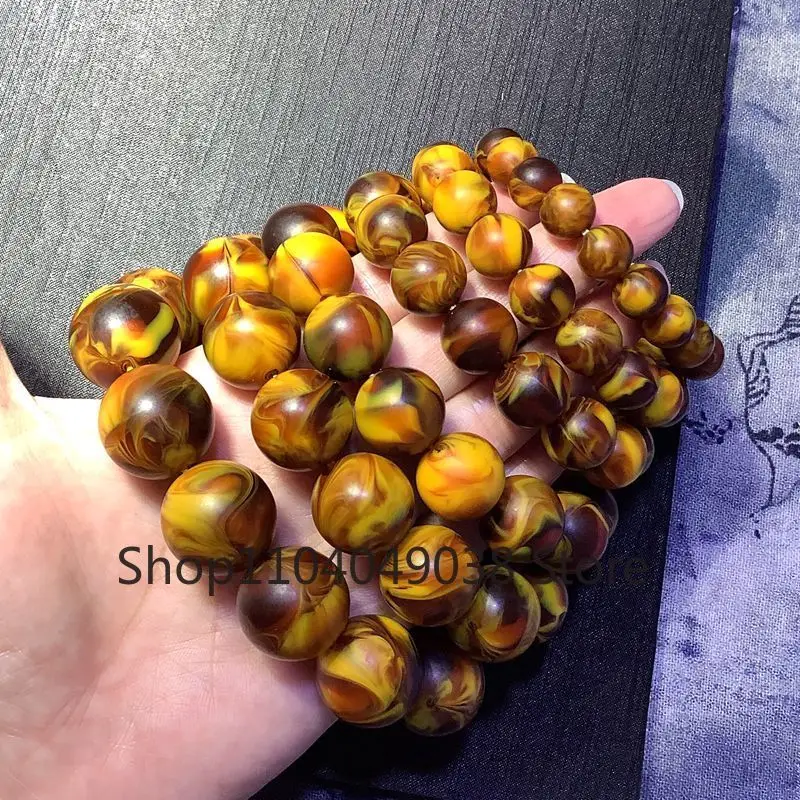 

Браслет из русского пчелиного воска с необработанным минеральным янтарем, желтый, с узором «Медовый цветок», для мужчин и женщин, парные браслеты для влюбленных, бусины